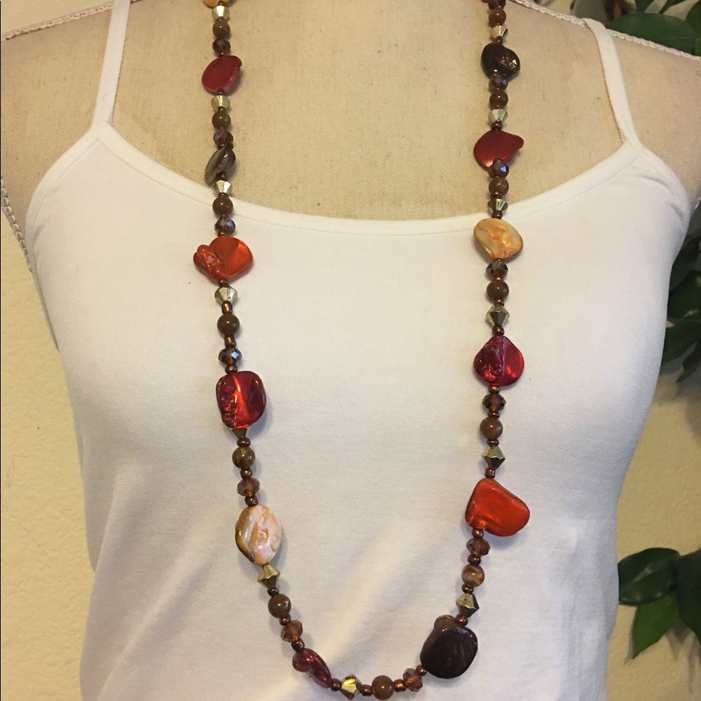 Vintage fall tone painted natural shell necklace